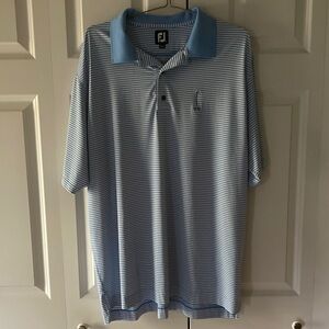 FootJoy FJ mens XL polo blue white striped golf Omaha Country club logo